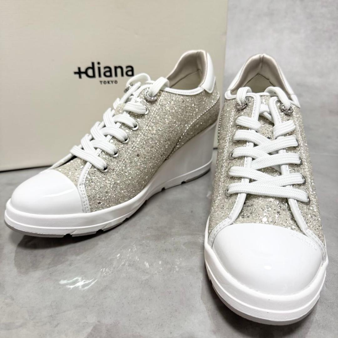 yuki +diana ヒールアップスニーカー6cm ゴールド 24cm