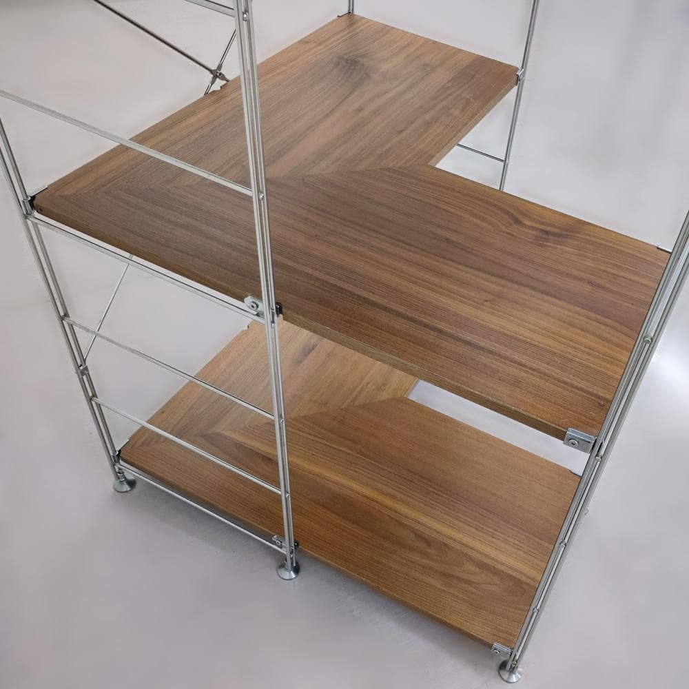 無印良品 ステンレスユニットシェルフ コーナータイプ ウォールナット材 特大5段