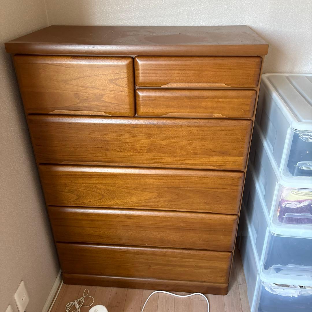 木製チェスト 6段 ブラウン