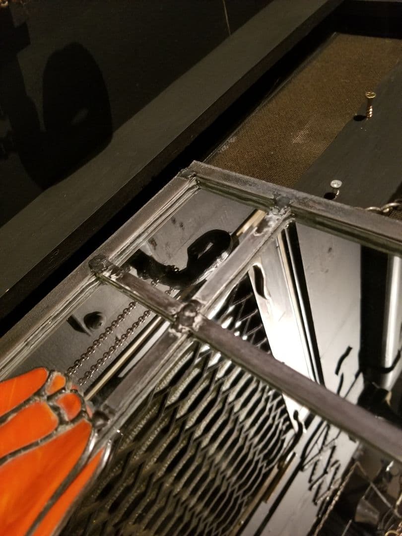 希少　ヴィンテージ　アイアン　チューリップ　ステンドグラス　ミラー　壁掛け　鏡