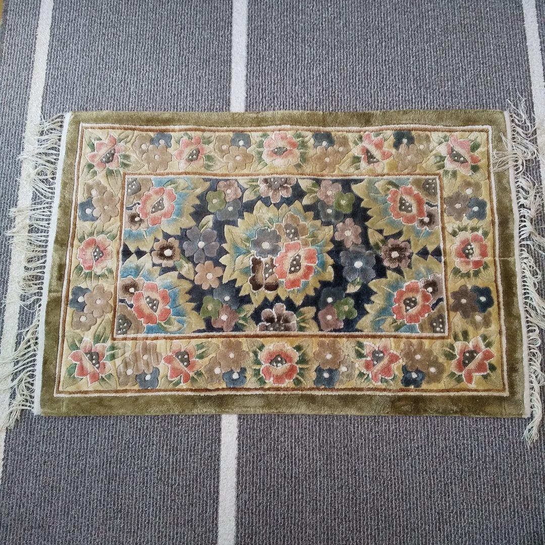 ★値下げ★緞通マット 花柄 玄関マット