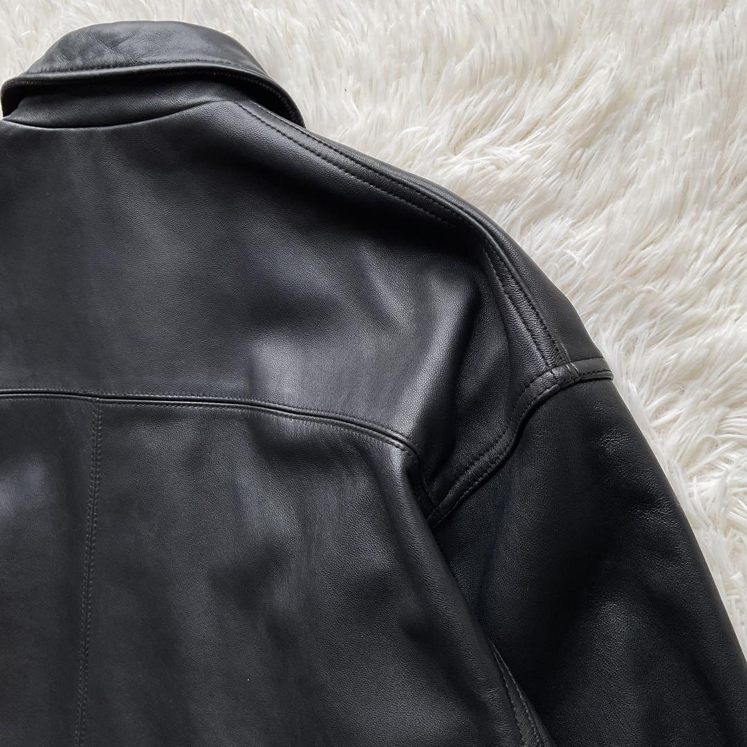 人気✨BEAMS シープスキン　レザージャケット　カーコート　本革　ブラック　M