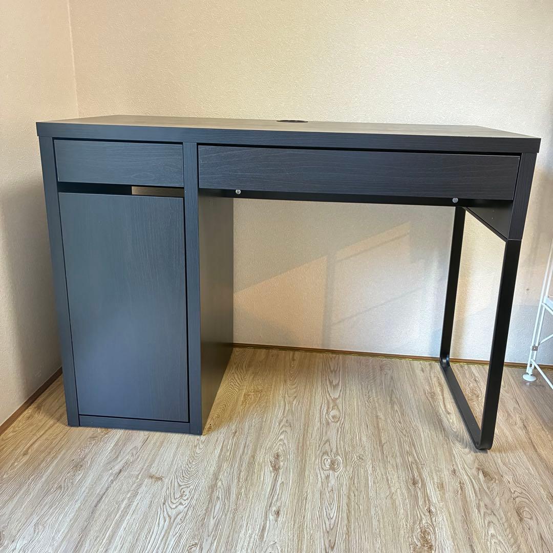 【直接引き渡し】IKEA ミッケ 黒　作業机 学習机 デスク テーブル引出し