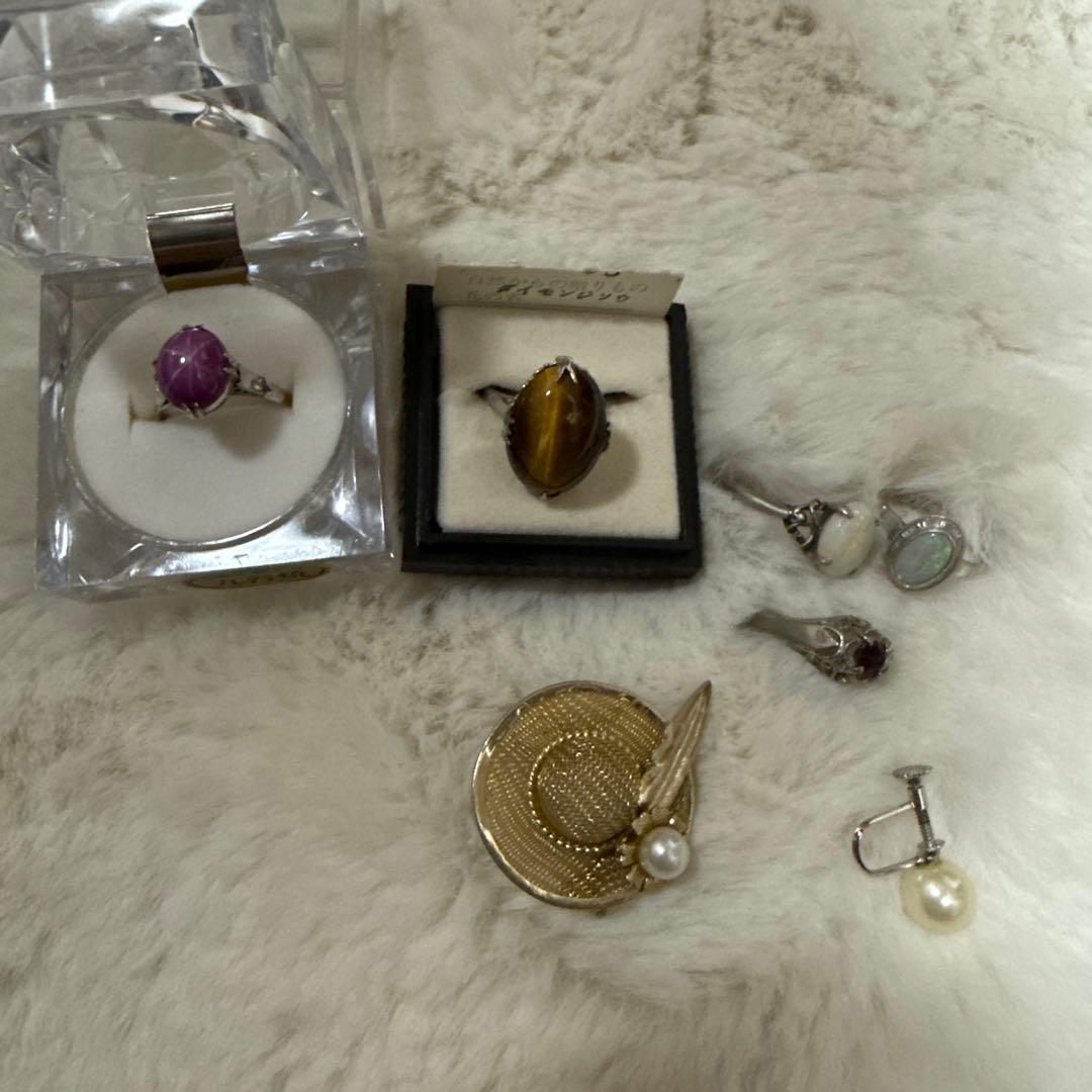 遺品整理　九谷焼 紫色スタッズ付きオーバルリング