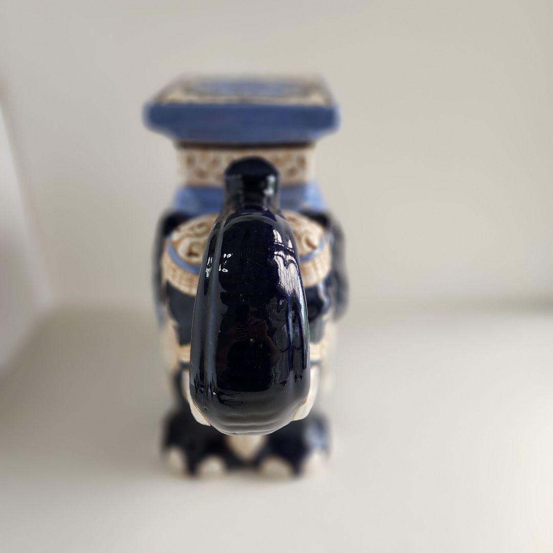 特大サイズ　象　置物　縁起物　花台　エスニック　陶器　オブジェ