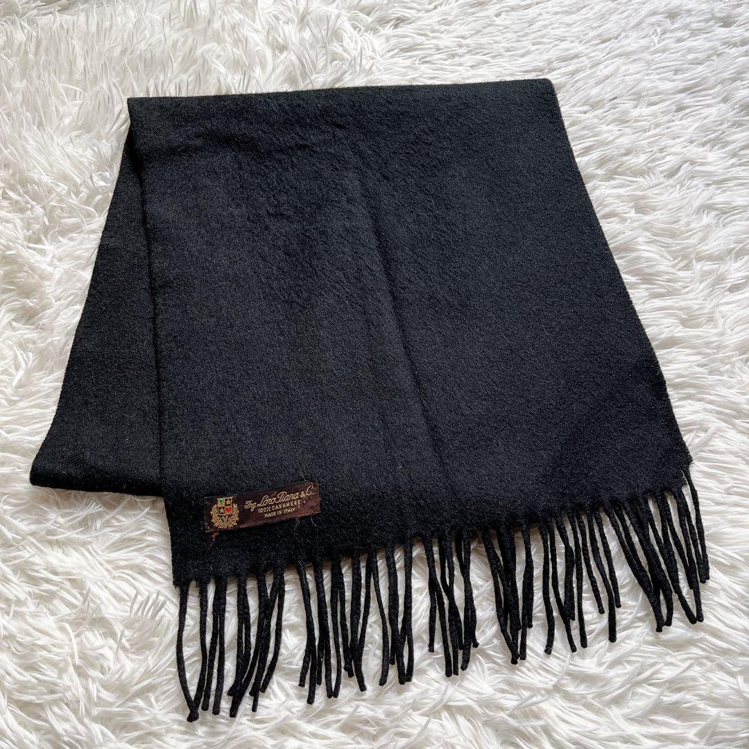 最高級✨ロロピアーナ カシミヤ100%マフラー 黒 イタリア製 ヴィンテージ