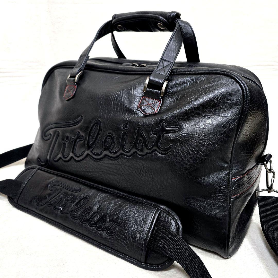 極美品タイトリスト 2way ゴルフバッグ ボストンバッグ レザー 大容量 黒
