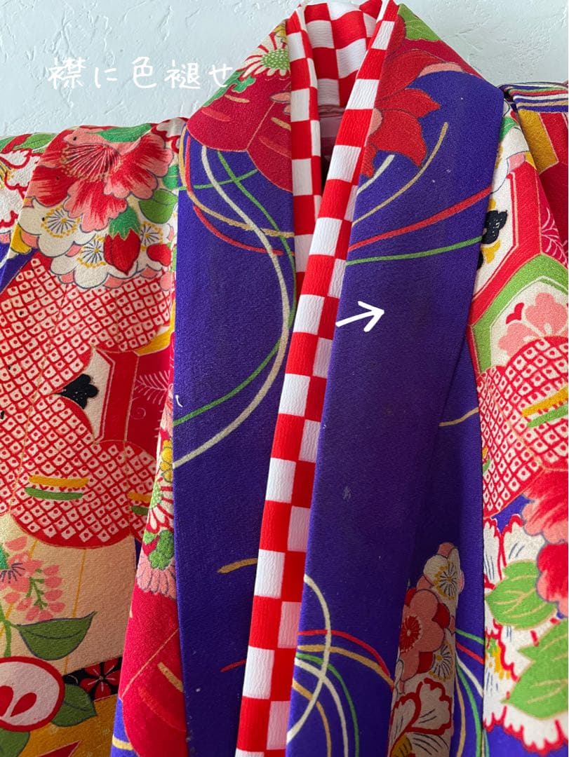 七五三　3歳　アンティークお着物セット　正絹　被布