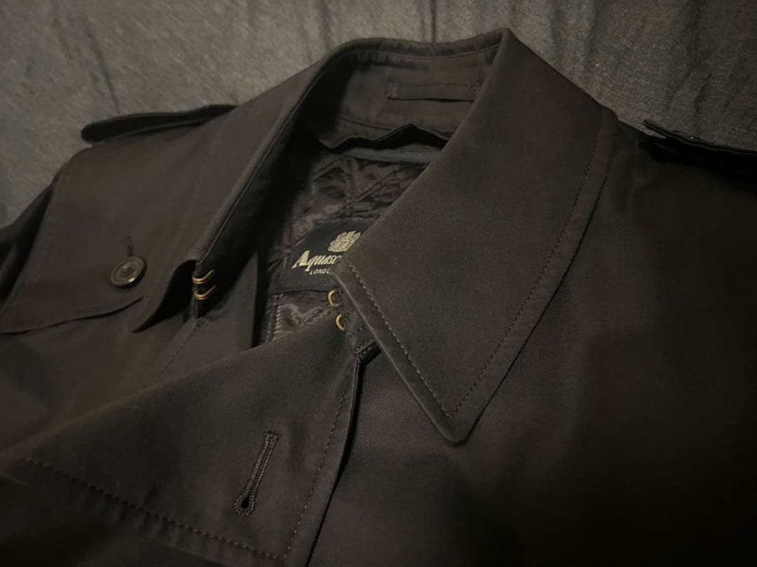 Aquascutum トレンチコート（ライナー付）／ネイビー／40（ＸＬ）