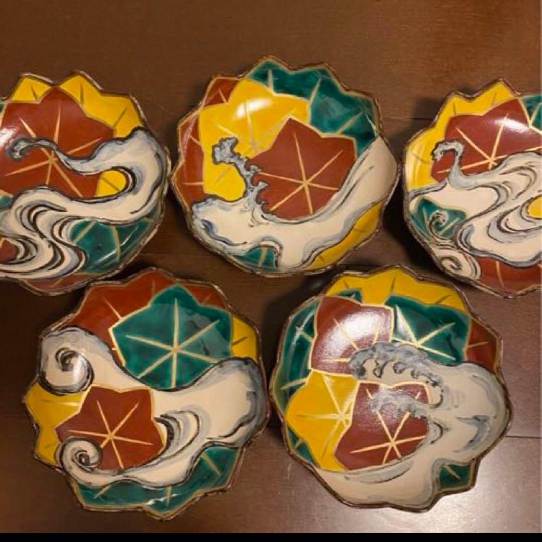 乾山　竜田川　向付　5枚揃