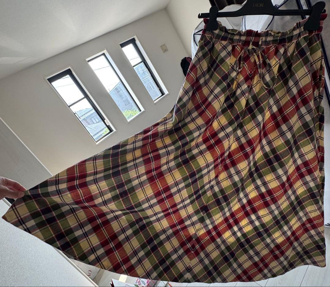 チェック柄 クロップドシャツ＆ロングスカート セット♡写メアップしました 2点S