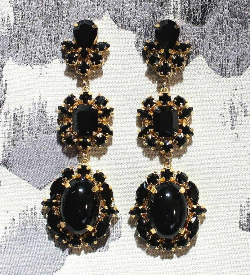 ヴィンテージスワロフスキー ブラック オニキス キラキラ 大人アクセサリー