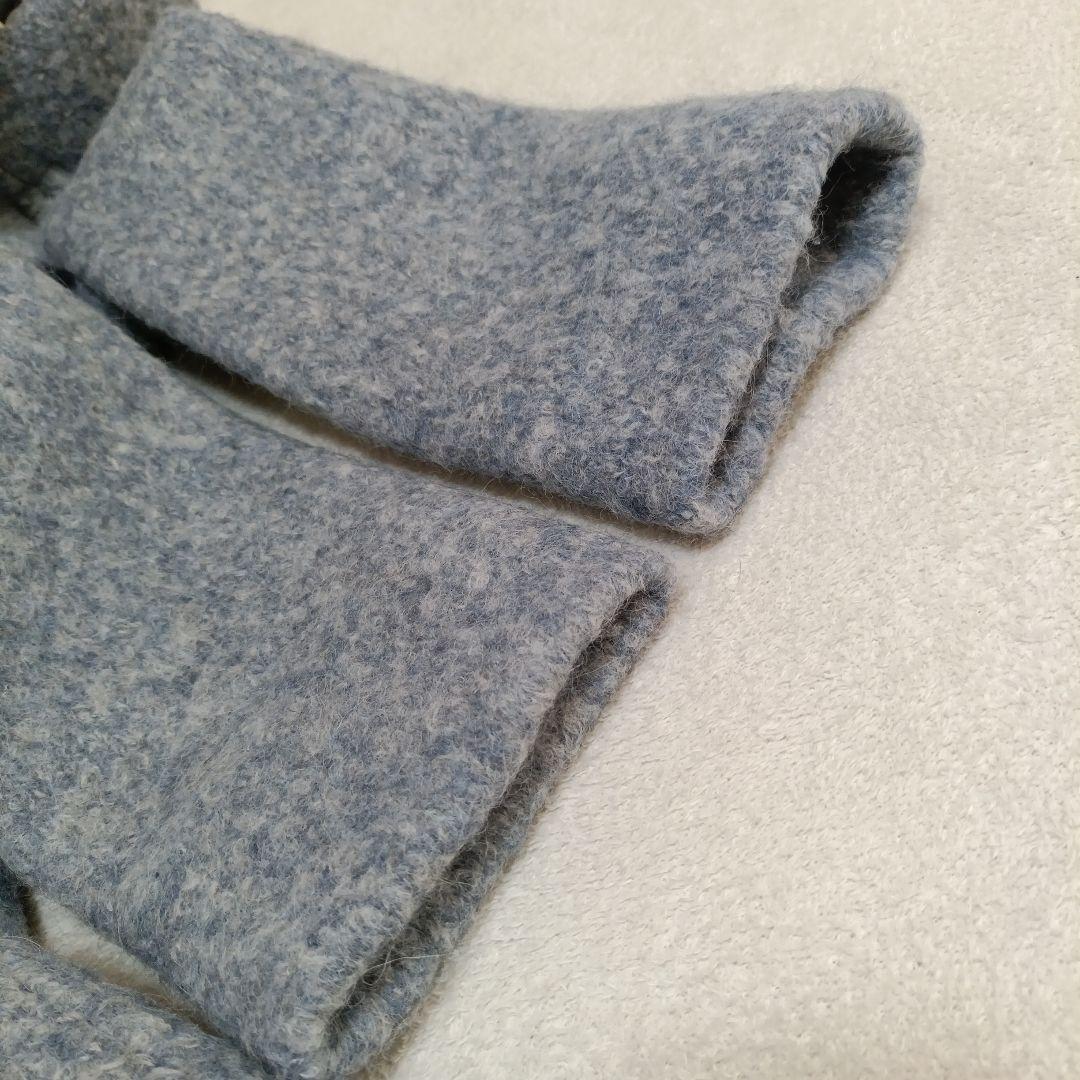 【美品】EPOCA ウールアルパカニットコート テディベア 40 　ブルーグレー