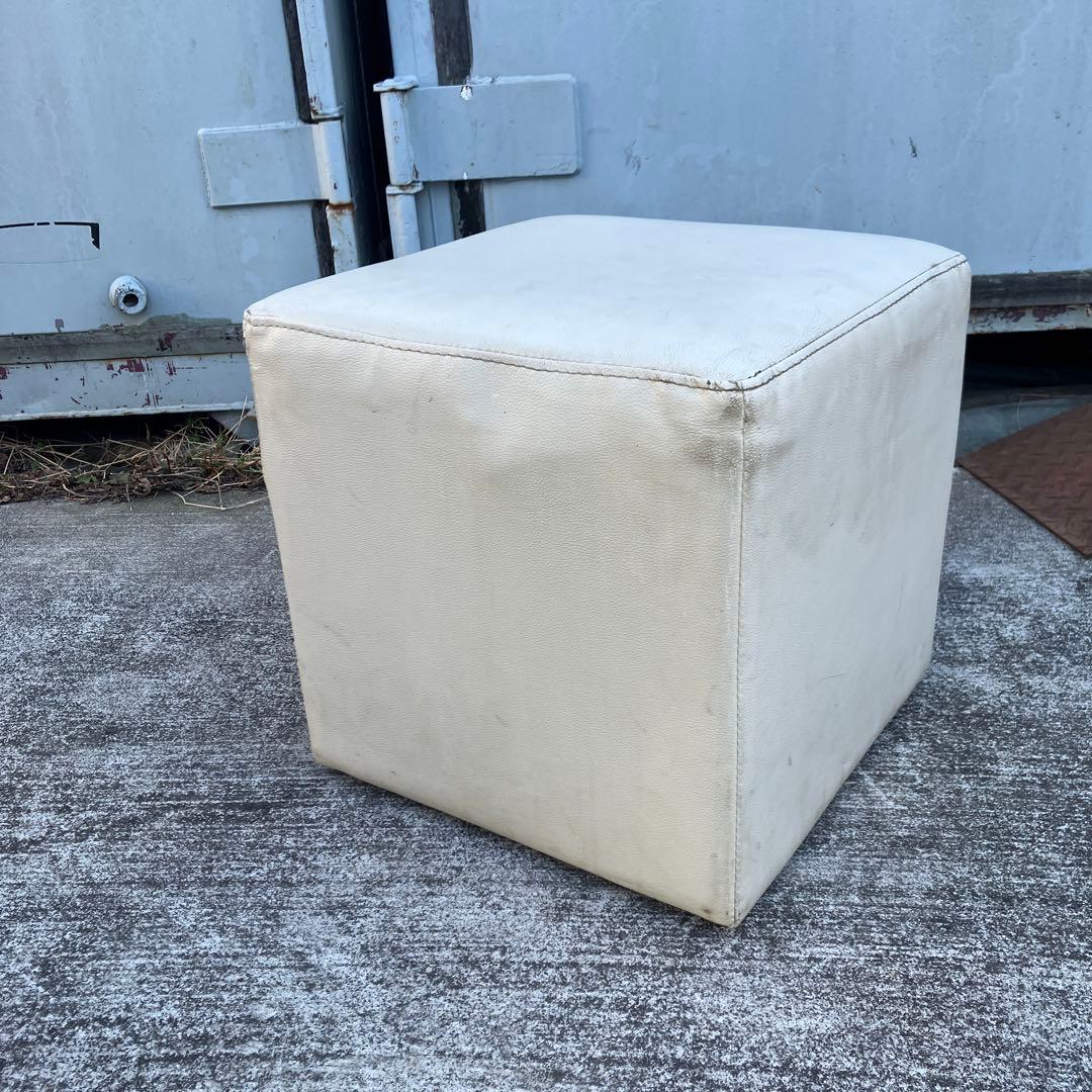 北欧レトロ レザーオットマン スツール 四角椅子 イス 腰掛け ビンテージ