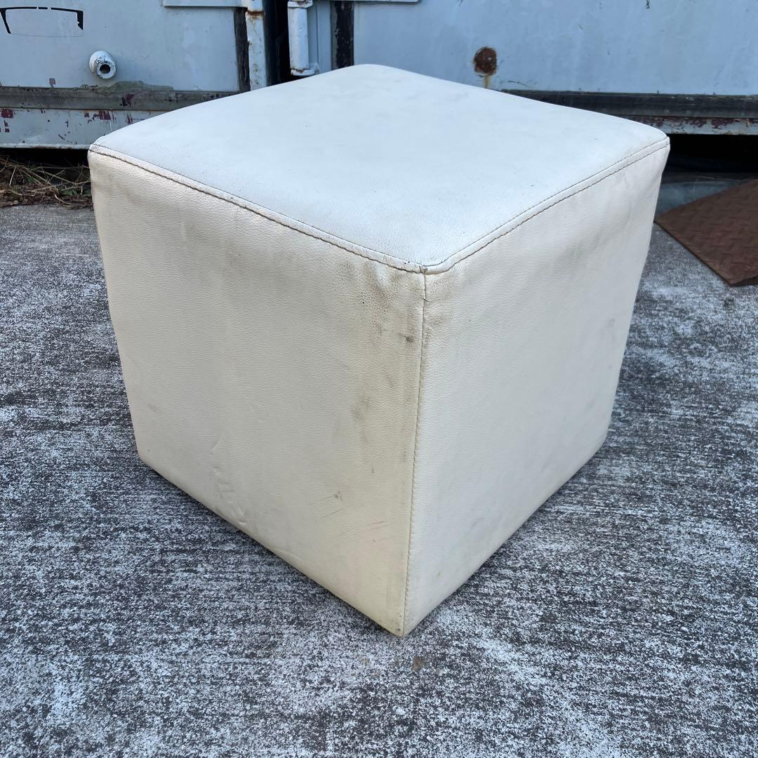 北欧レトロ レザーオットマン スツール 四角椅子 イス 腰掛け ビンテージ