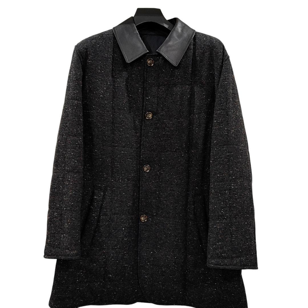 エディモネッティリバーシブルウール混紡 ステンカラーコート 黒50