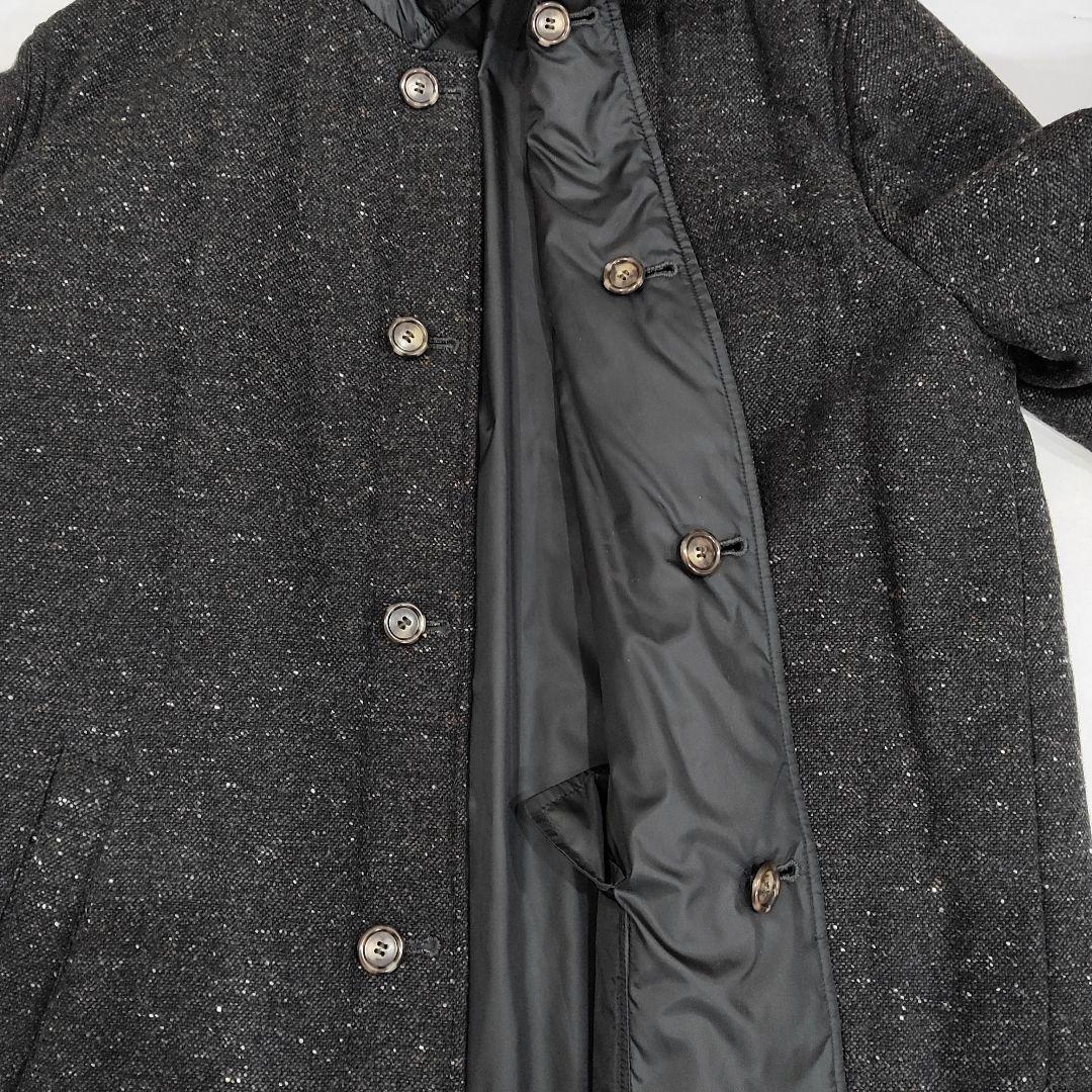 エディモネッティリバーシブルウール混紡 ステンカラーコート 黒50