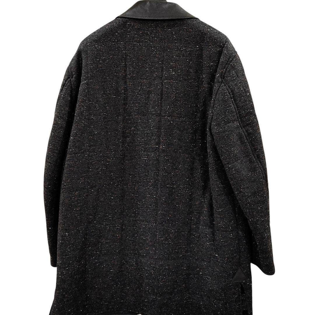 エディモネッティリバーシブルウール混紡 ステンカラーコート 黒50