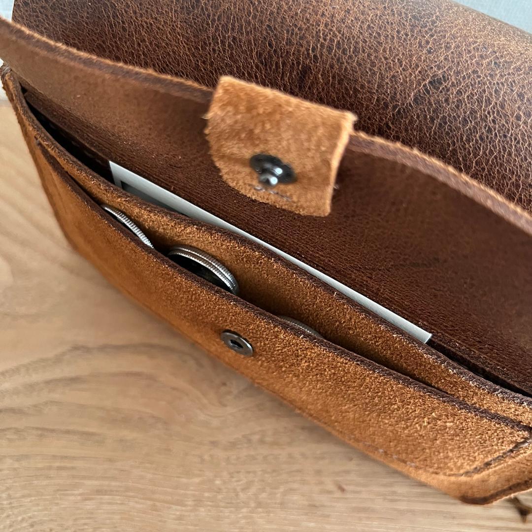 kudu革長財布 スエード ケース付き ２点セット キャメルカラー 一点物