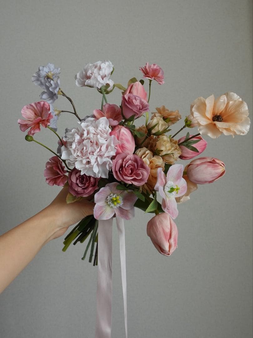 【一点もの】ペタル・モーヴウェディングブーケ　結婚式　前撮り　ニュアンスカラー