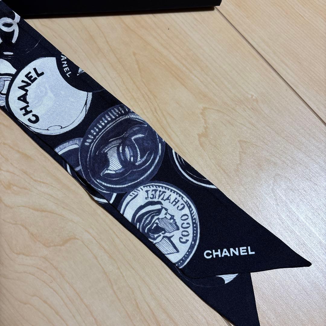 CHANEL ロゴプリント スカーフ　ヘアバンド