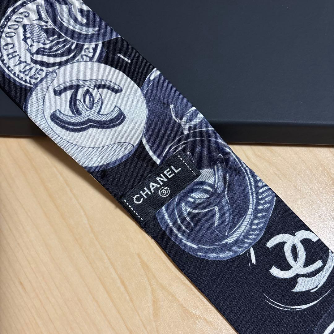 CHANEL ロゴプリント スカーフ　ヘアバンド
