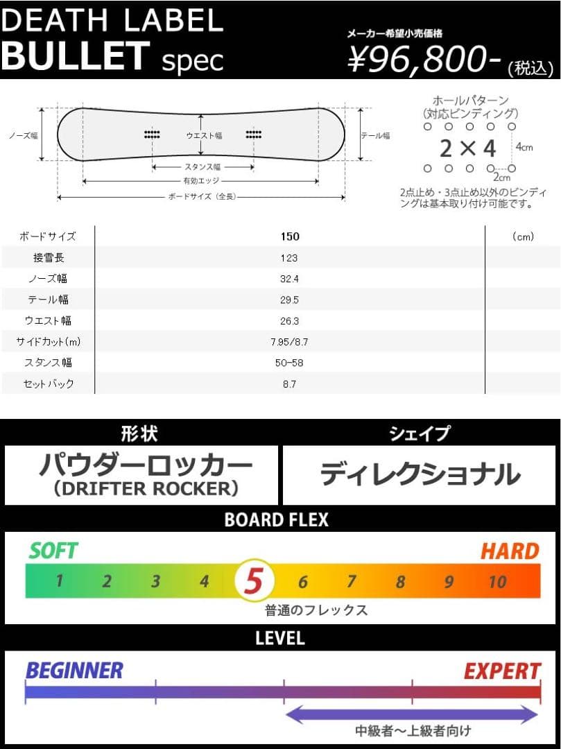新品　Death Label Bullet スノーボード　パウダー　デスレーベル