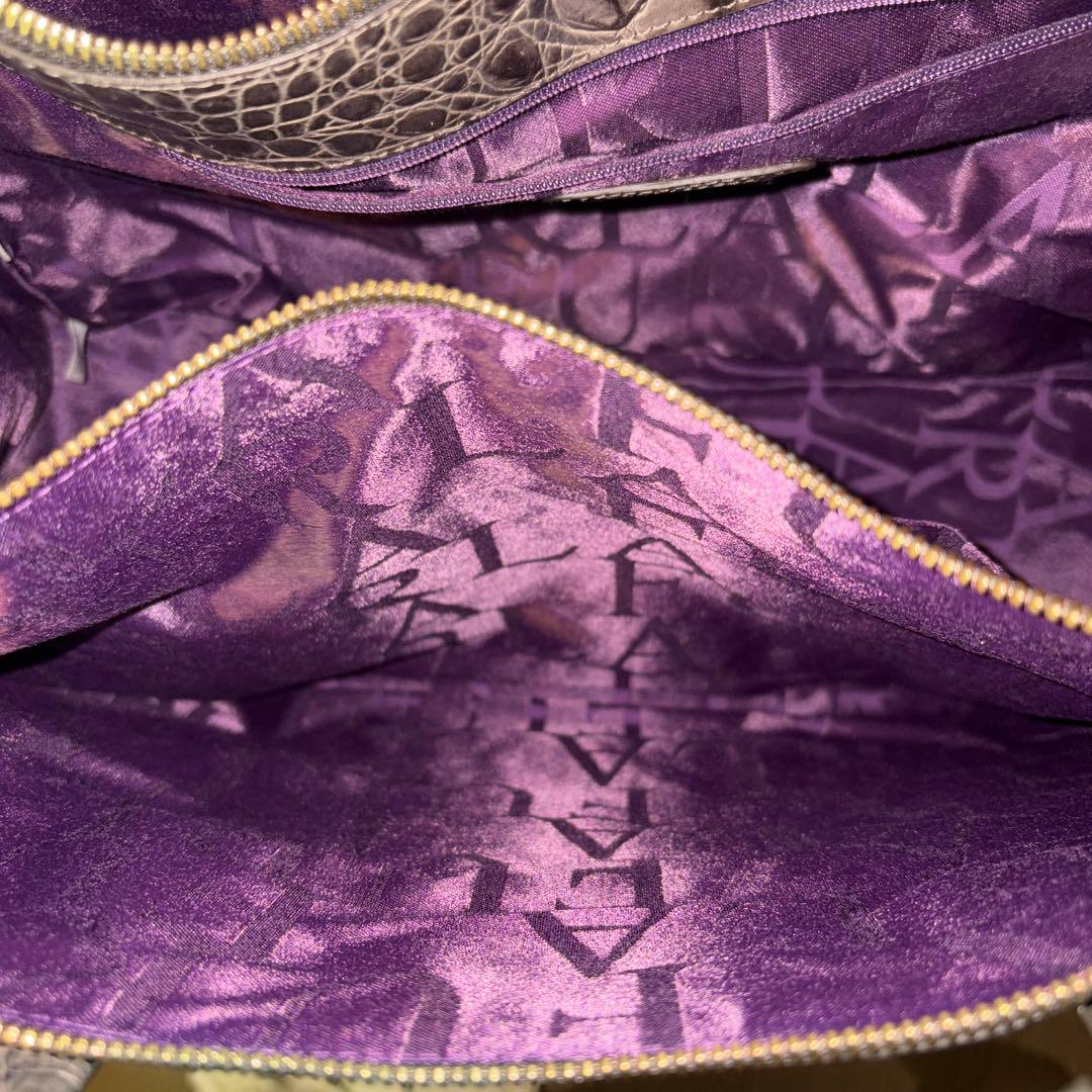 フルラ トートバッグ クロコ型押し 南京錠 グレー　美品