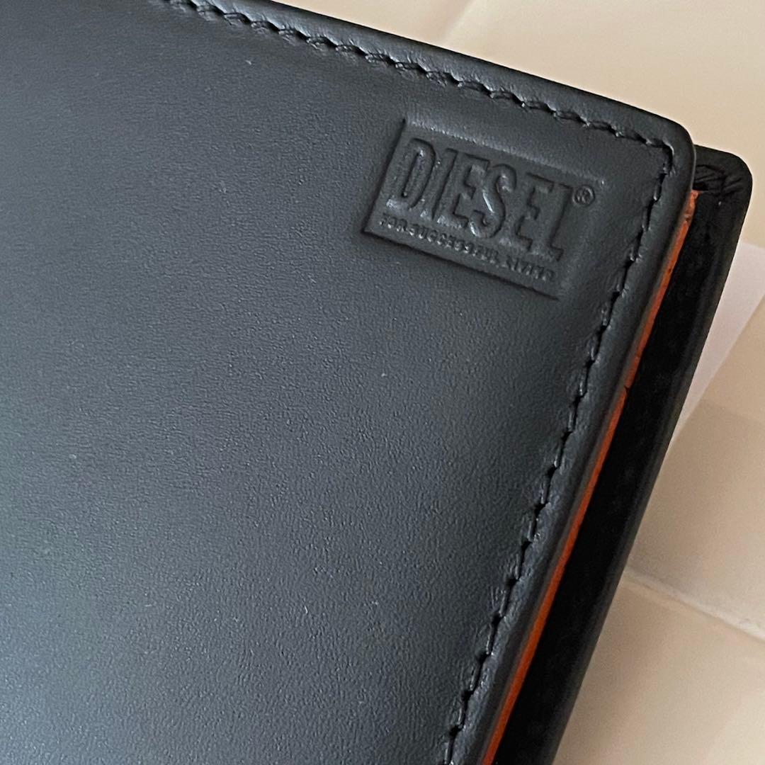 【フジコです】　ディーゼル レザー 折り財布 ブラック 黒 ロゴ