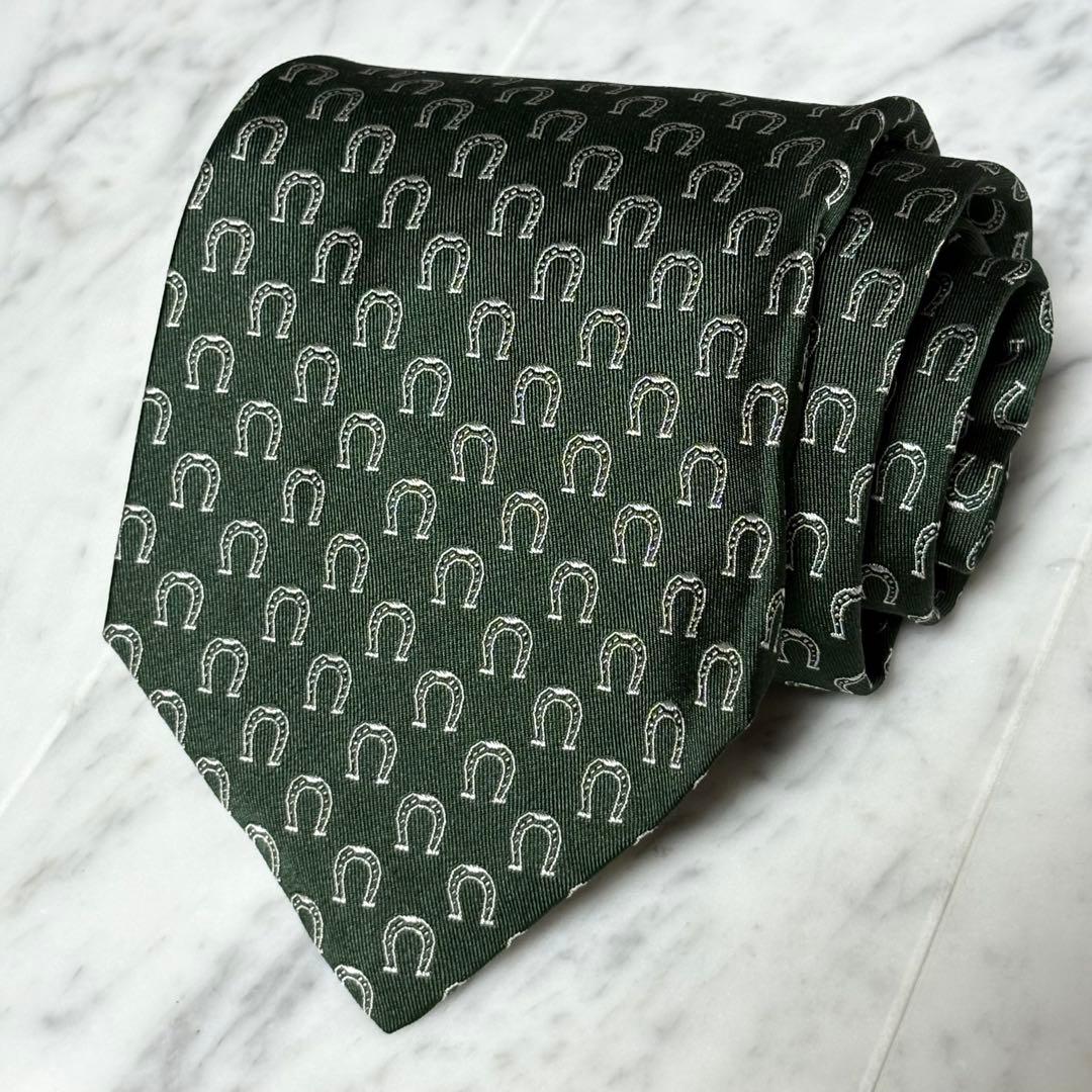 GUCCI ネクタイ グリーン 深緑 オールドグッチ 馬蹄柄