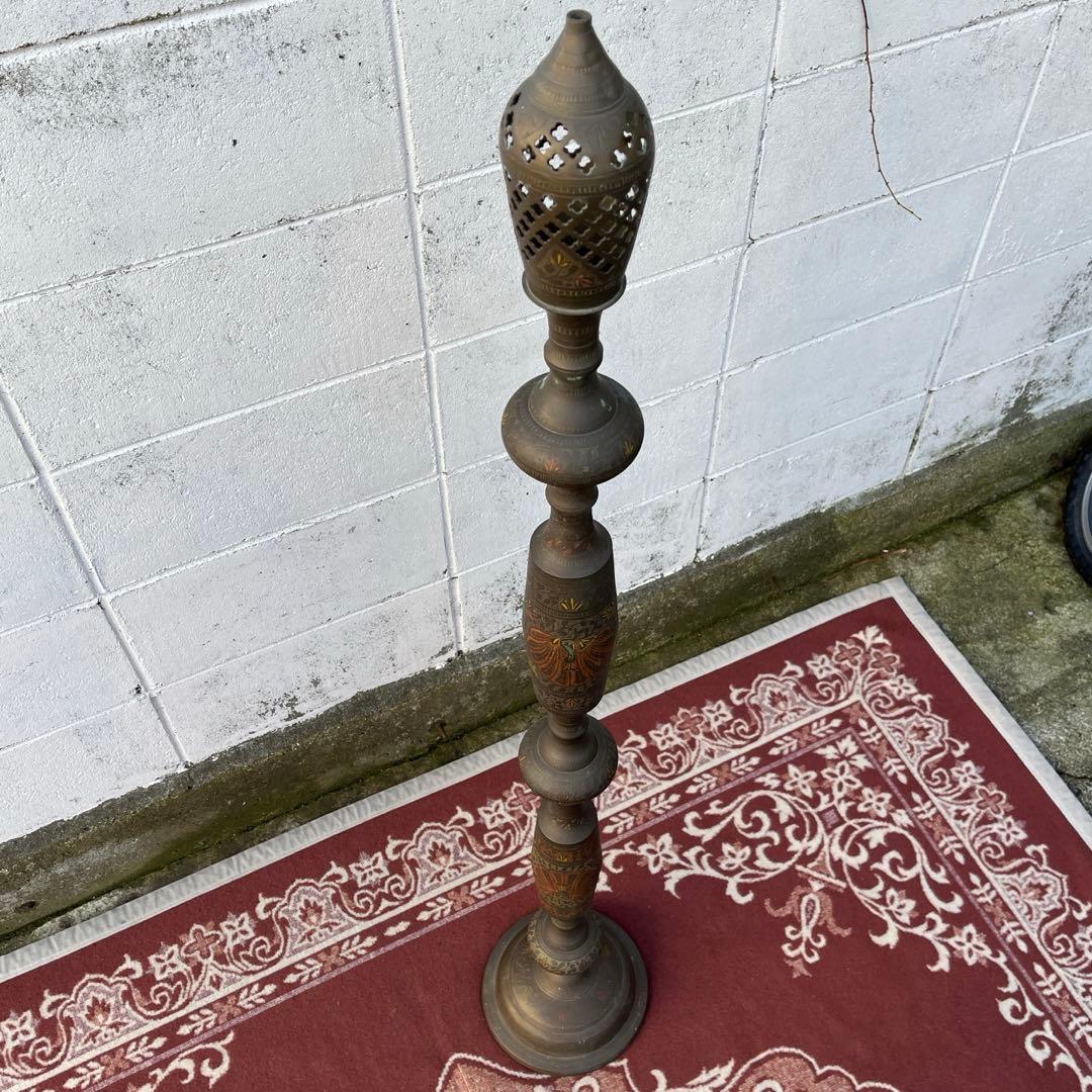 古雑貨アンティーク品◾️真鍮製 エスニックデザイン スタンドライト ベース