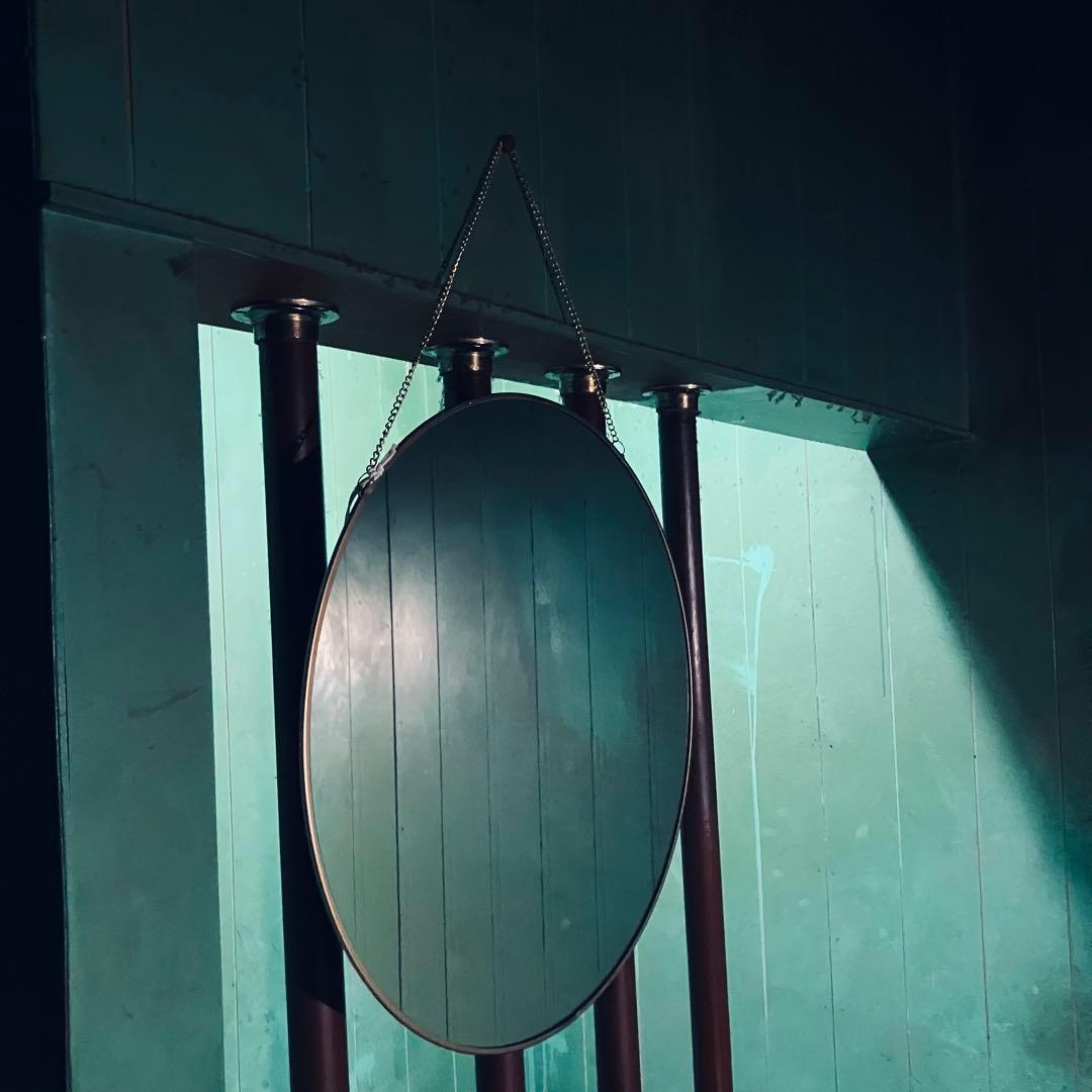 新品　タグ付き　Bloomingville 円形 壁掛け鏡 ゴールド金属フレーム