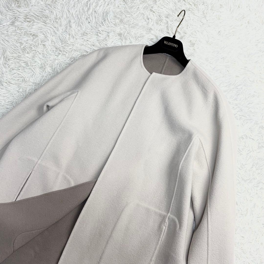 美品✨デザインワークス ノーカラーコート ダブルフェイス リバーシブル 38