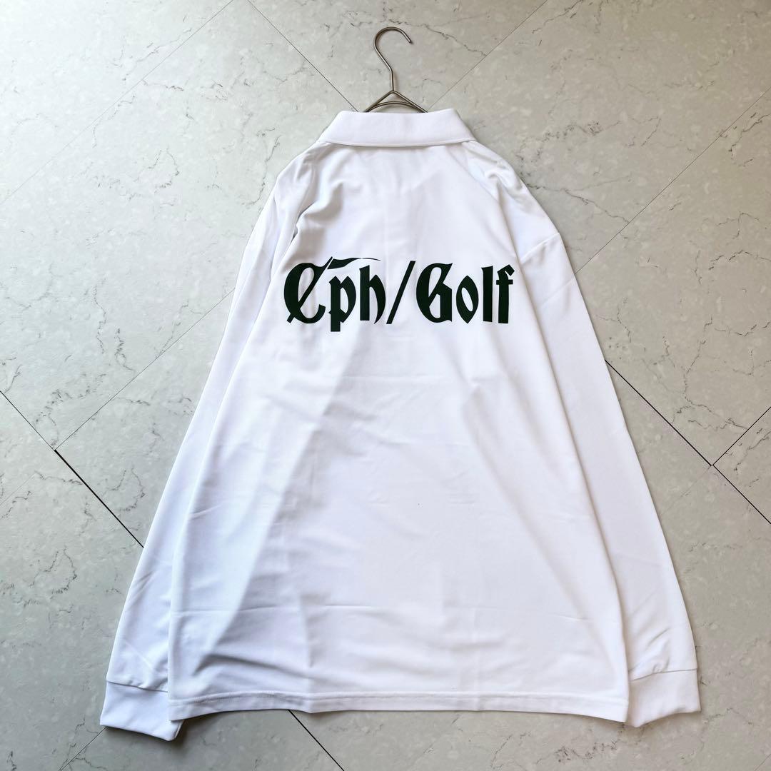 新品 Cph/Golf ゴルフ ポロシャツ 長袖 XL ホワイト グリーン ロゴ