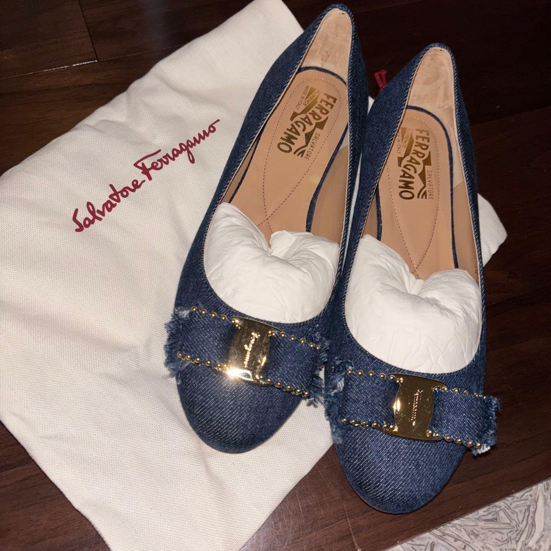 Salvatore Ferragamo デニムバレエシューズ