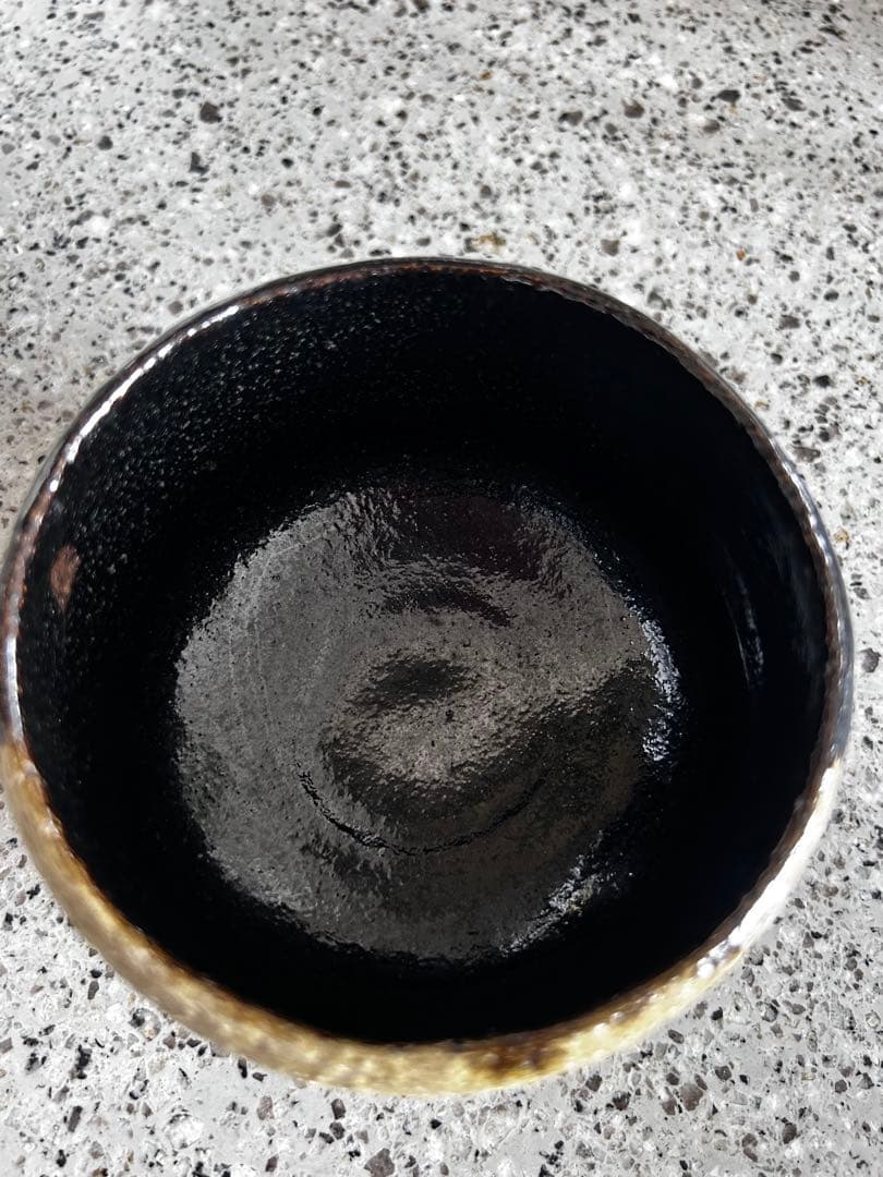 吉村楽入　黒楽茶碗 楽焼 抹茶碗 茶碗　茶道具　角印　金彩