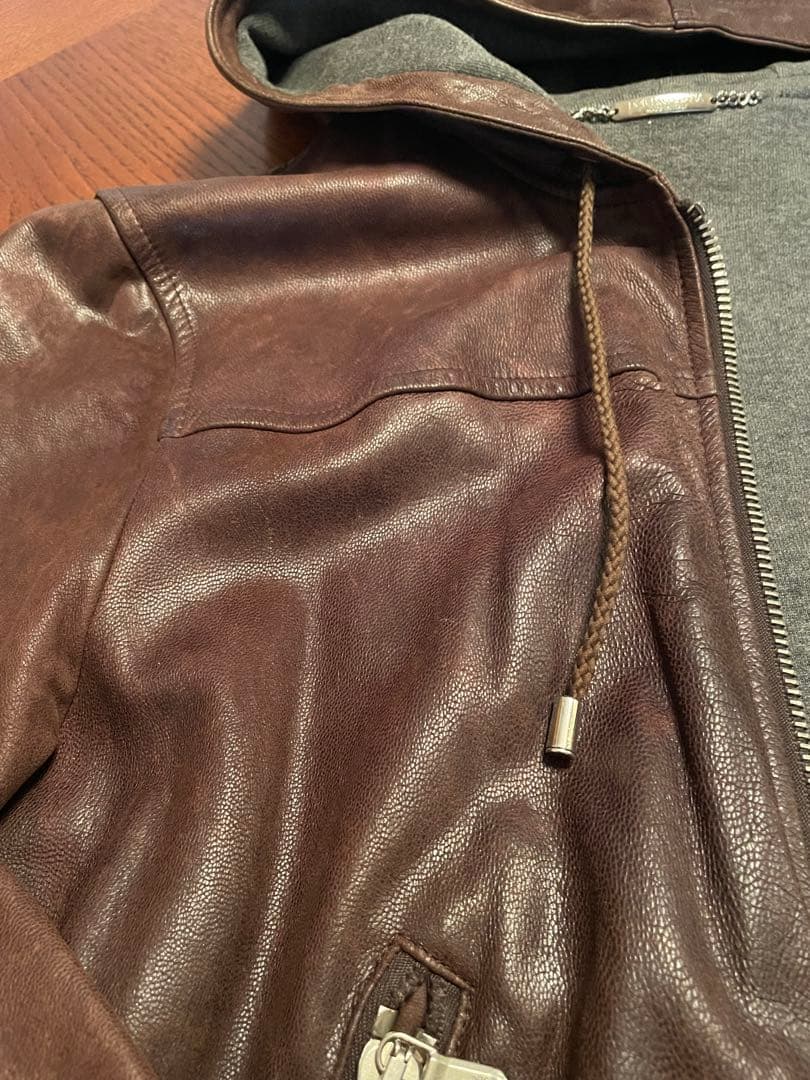 DOLCE & GABBANA フード付きレザージャケット