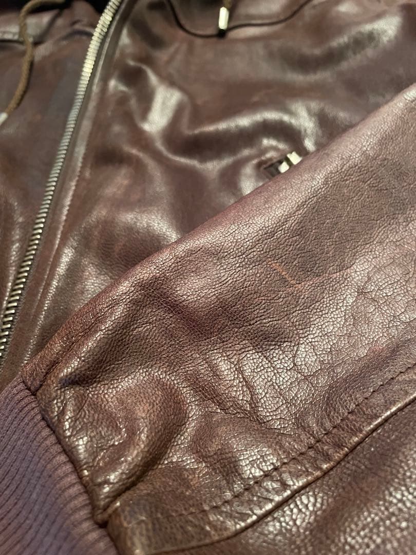 DOLCE & GABBANA フード付きレザージャケット