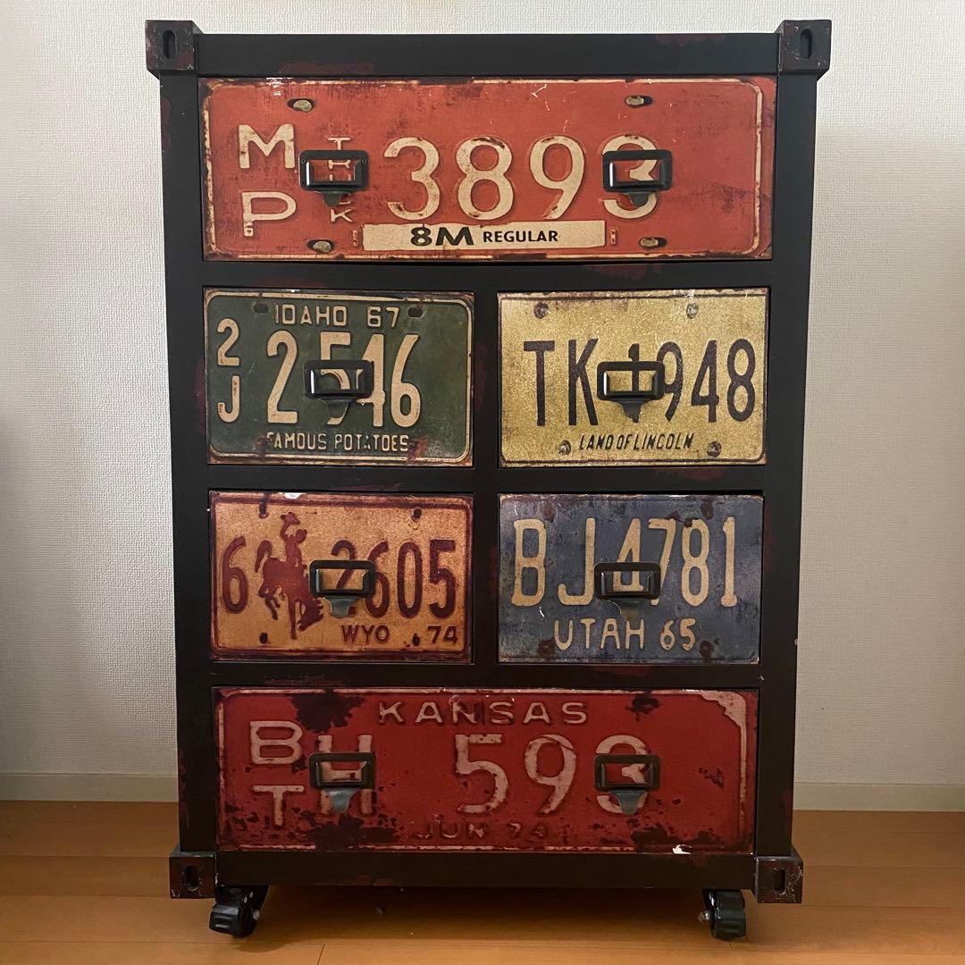 キャスター付き　チェスト　棚　キャビネット　インダストリアル　収納　引出し