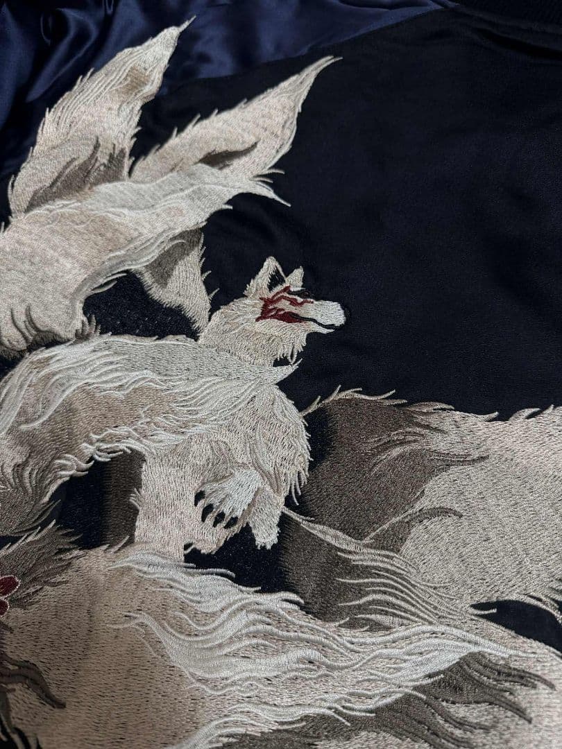 未使用 SKAJAN キツネ 桜 限定 スカジャン unisex 美品 navy