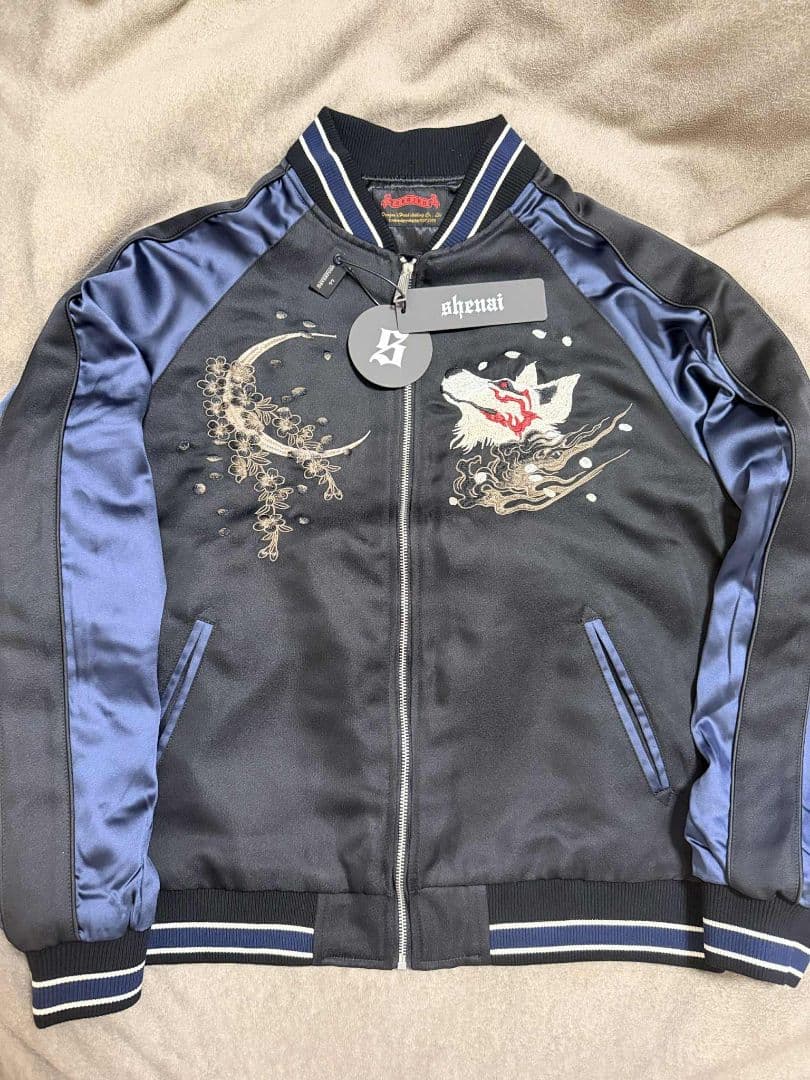 未使用 SKAJAN キツネ 桜 限定 スカジャン unisex 美品 navy