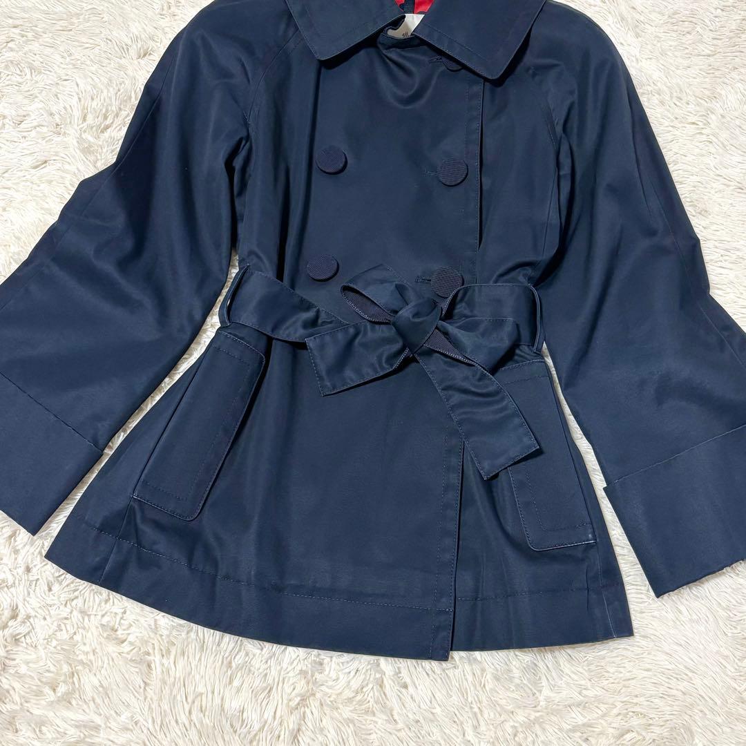 MONCLER モンクレール ショートトレンチコート ベルト 水玉 ネイビー