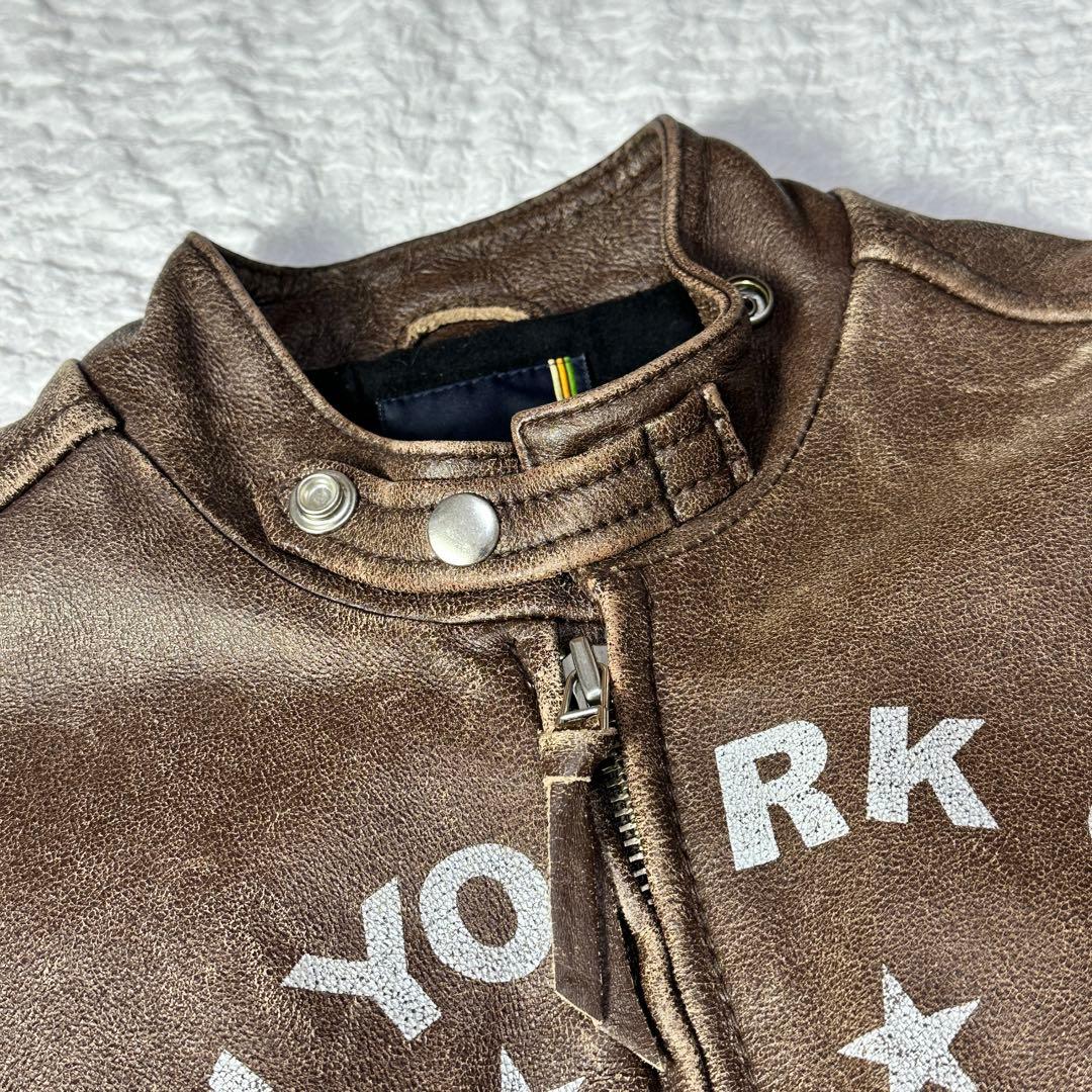 AVIREX レザー ジャケット シングルライダース ヴィンテージ加工 XL