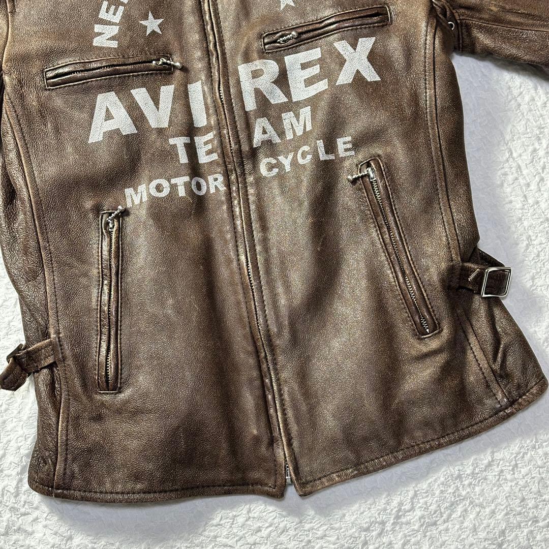 AVIREX レザー ジャケット シングルライダース ヴィンテージ加工 XL