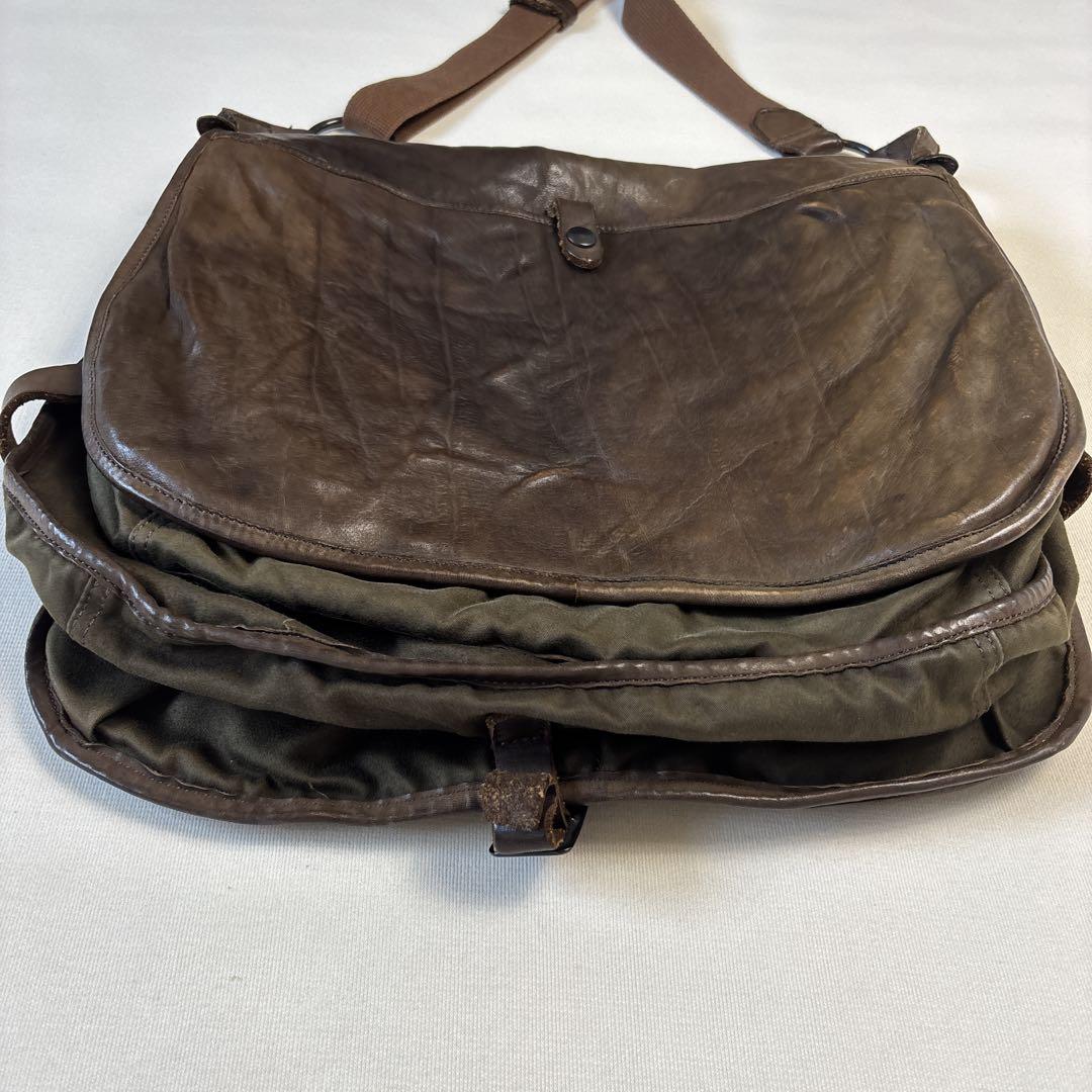 希少✨BACKLASH メッセンジャーバッグ レザー ブラウン×カーキ 大容量