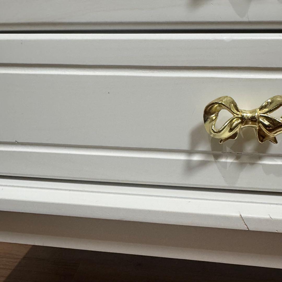 【まこちゃん専用】猫脚　5段チェスト リボンモチーフ 姫系家具