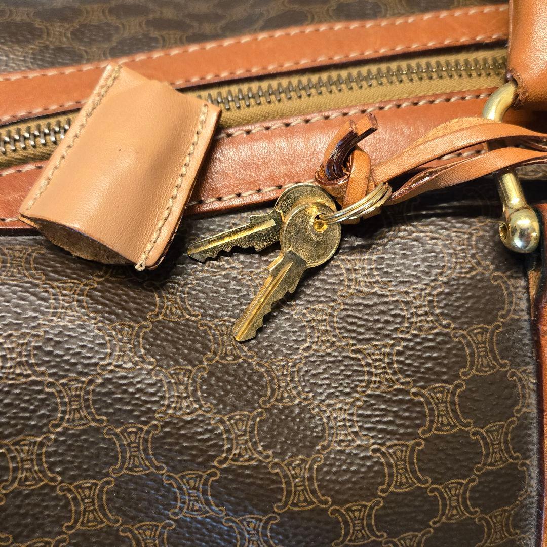 CELINE オールド セリーヌ ボストンバッグ マカダム柄 トリオンフ 鍵付き