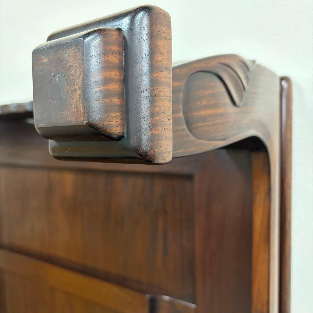 大阪唐木指物【中澤唐木】花梨五尺座卓 菊彫 漆塗生地