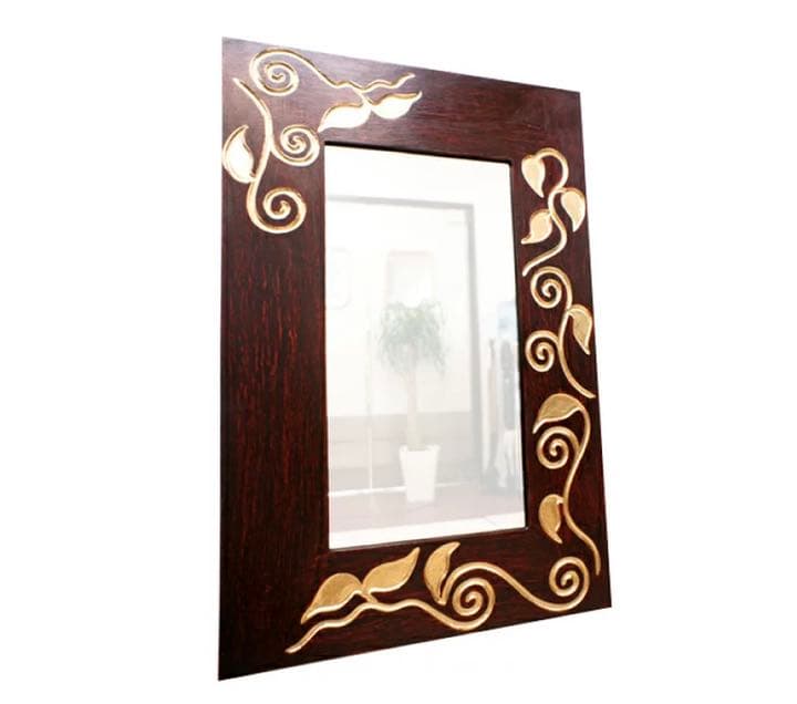 アジアン バリ島 リーフ柄 鏡 ミラー 壁掛け オブジェ 置物 リゾート 家具