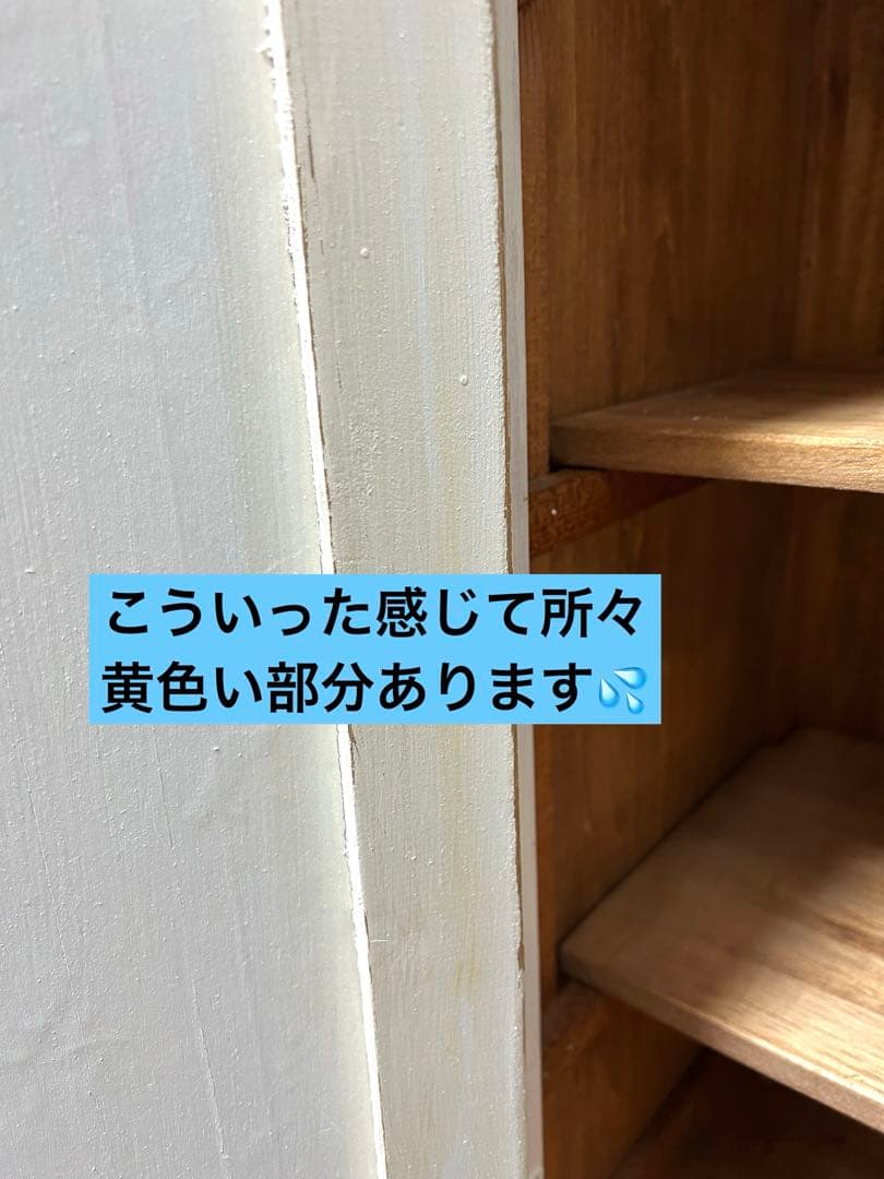 ハンドメイドモールガラス棚キャビネット食器棚古道具 古いものキッチン一部難アリ